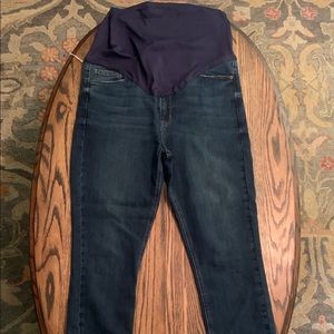 PinkBlush Navy Dark Wash Frayed Maternity Jean